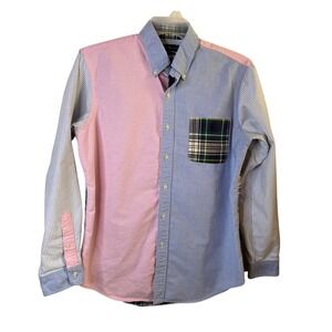 Ralph Lauren Classic Fit Mens Large Multicolor Patchwork Plaid Dress Shirt